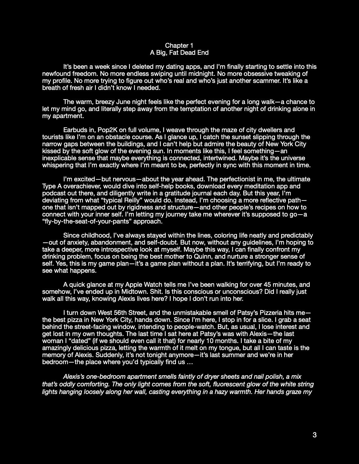 Excerpt from 365 Days of Becoming, debut novel by Julie Tomlinson, featuring Reilly walking through New York City on a summer evening and reflecting on her upcoming year of self-discovery and no dating.